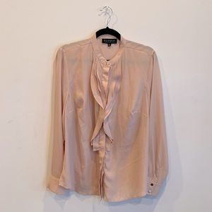 Eloquii Blush Ruffle Button Down Top
